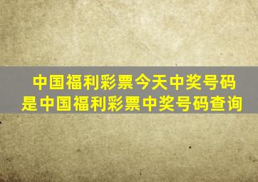 中国福利彩票今天中奖号码是中国福利彩票中奖号码查询