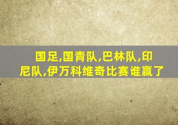 国足,国青队,巴林队,印尼队,伊万科维奇比赛谁赢了