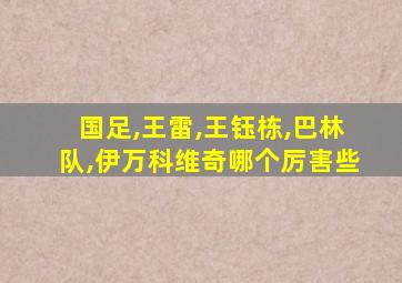 国足,王雷,王钰栋,巴林队,伊万科维奇哪个厉害些