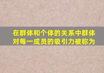 在群体和个体的关系中群体对每一成员的吸引力被称为