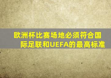 欧洲杯比赛场地必须符合国际足联和UEFA的最高标准