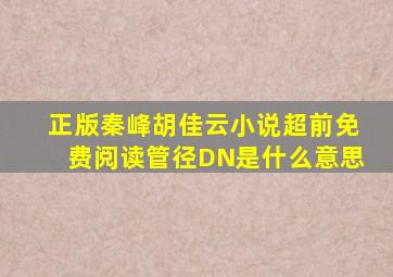 正版秦峰胡佳云小说超前免费阅读管径DN是什么意思